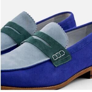 Marc Nolan Abe Royal Blue Suede and Grey Men's Penny Loafer size 9